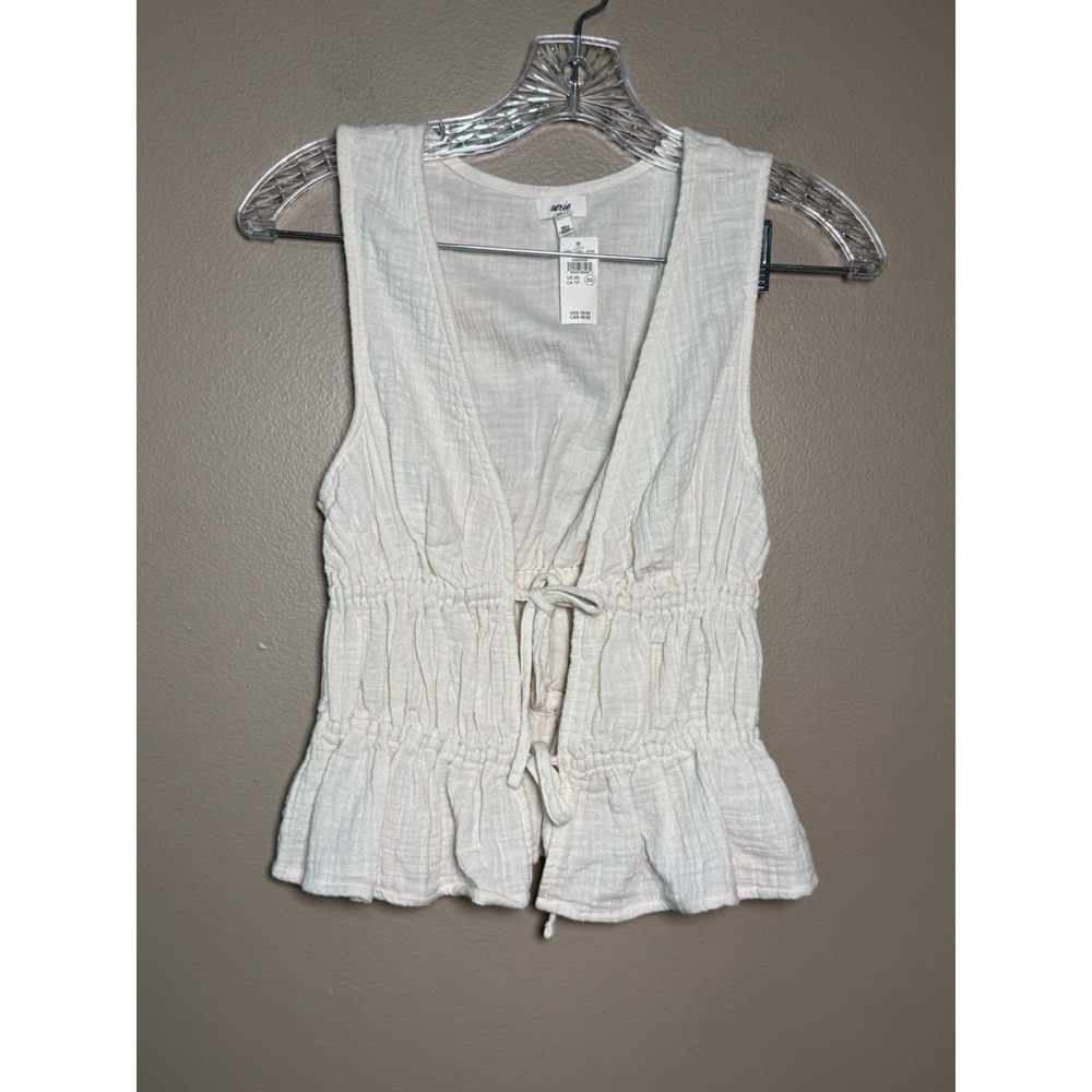 NWT Aerie Cotton Gauze Sleeveless Tie Front Tank Size XS